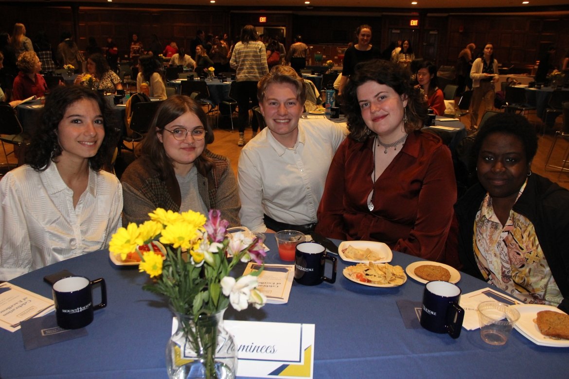 Students enjoying dinner at the Leadership and Service Awards in 2024