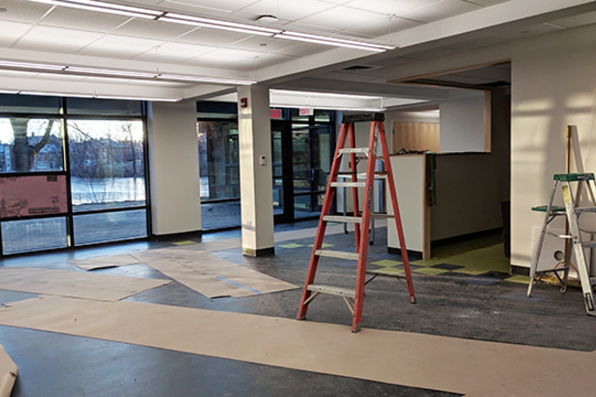The Fimbel Maker & Innovation Lab, seen in the final stages of preparation, opens for business at the start of the spring semester.
