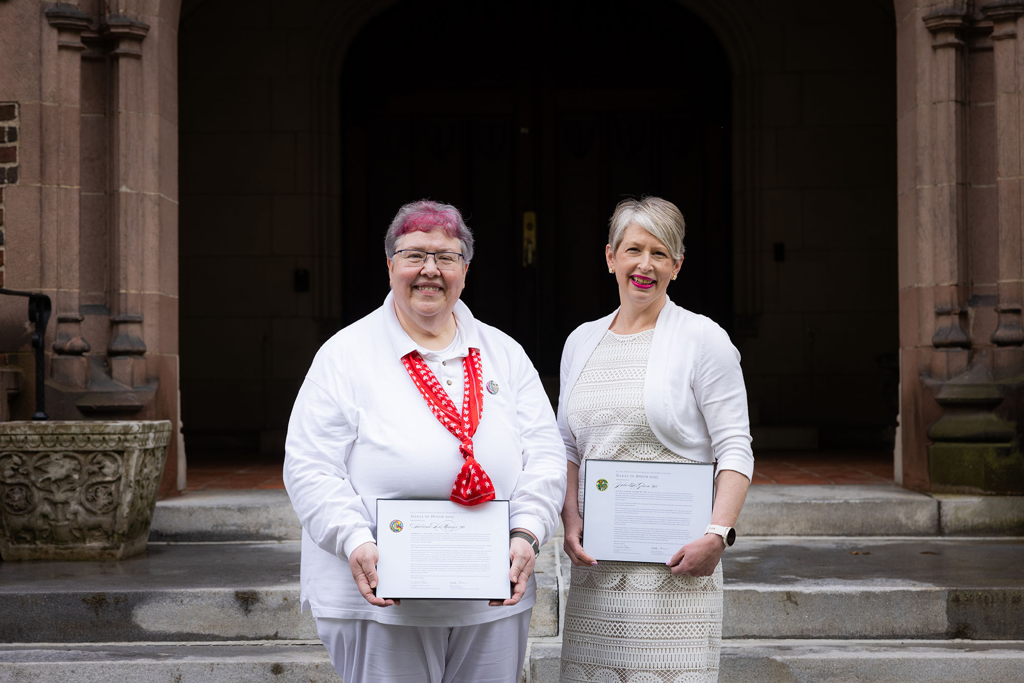Left to Right: Sabrina L. Maurer ’90 and Julie A. Green ’95 were honored at REunion II on May 31, 2025. Not pictured: Silvia Maulini ’80, who was honored with the Medal of Honor at the 2024 European Alum Symposium in Munich, Germany, in October 2024.