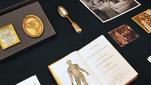 A display case from the College Girl Fiction exhibit