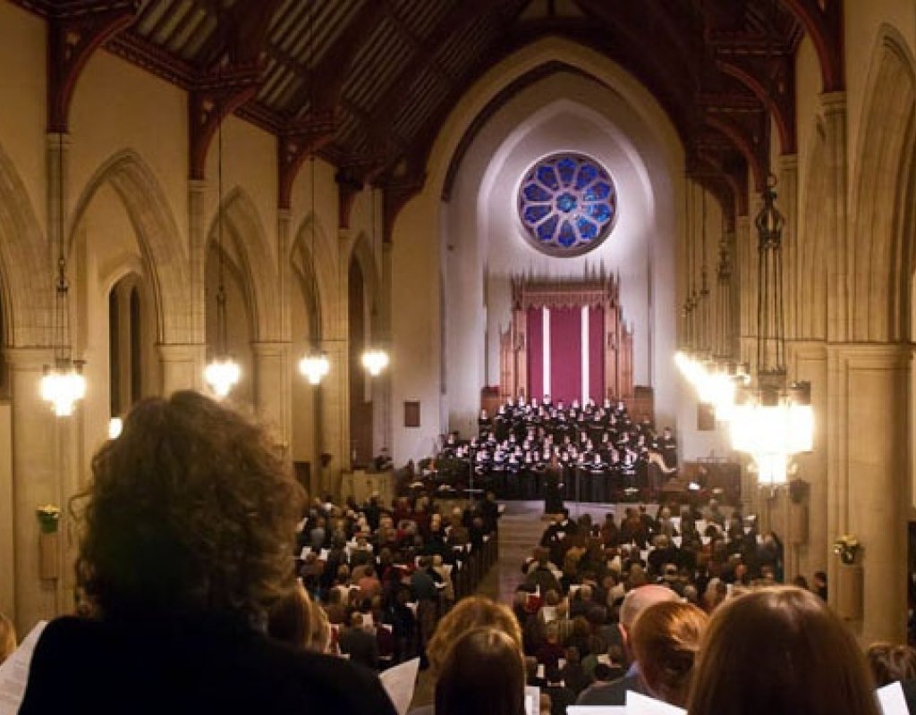 The view from the Abbey Chapel balcony during a Vespers concert