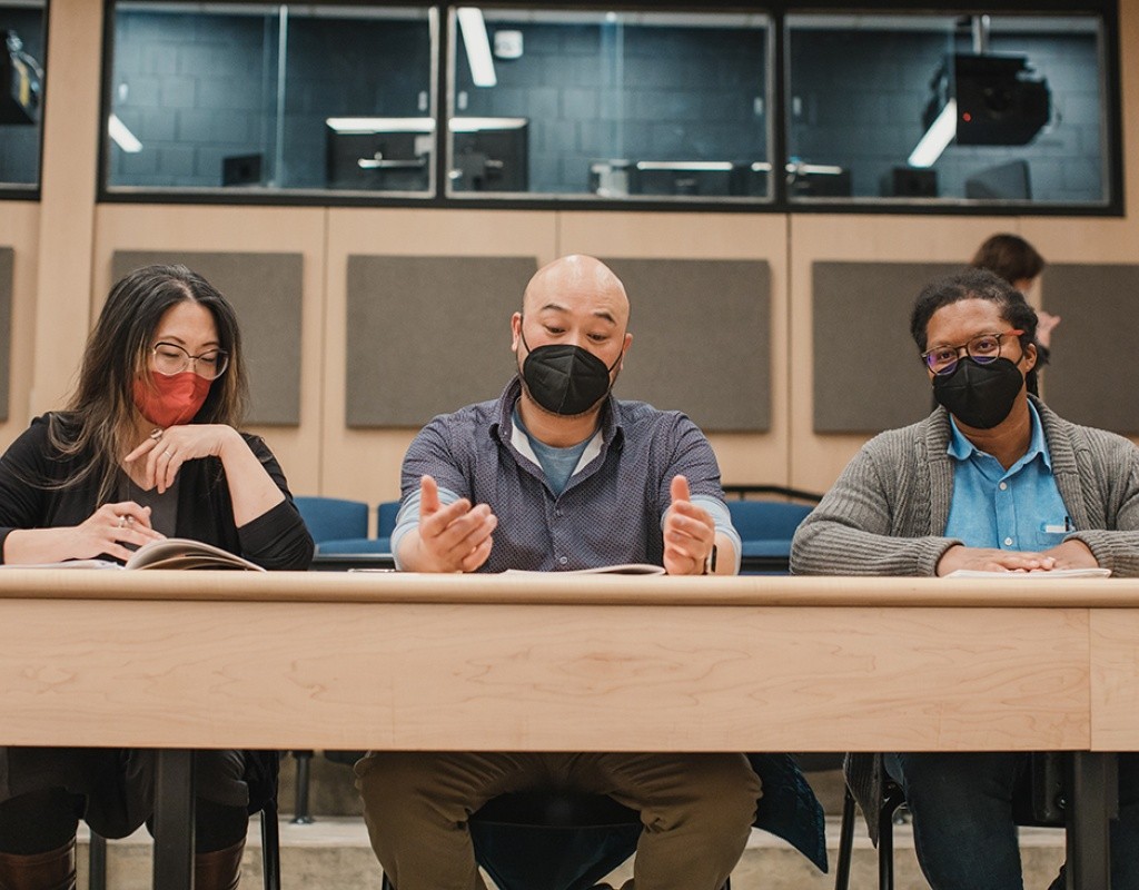Glascock Intercollegiate Poetry Competition 2022 judges: Mary-Kim Arnold, Oliver de la Paz, and Nathan McClain.