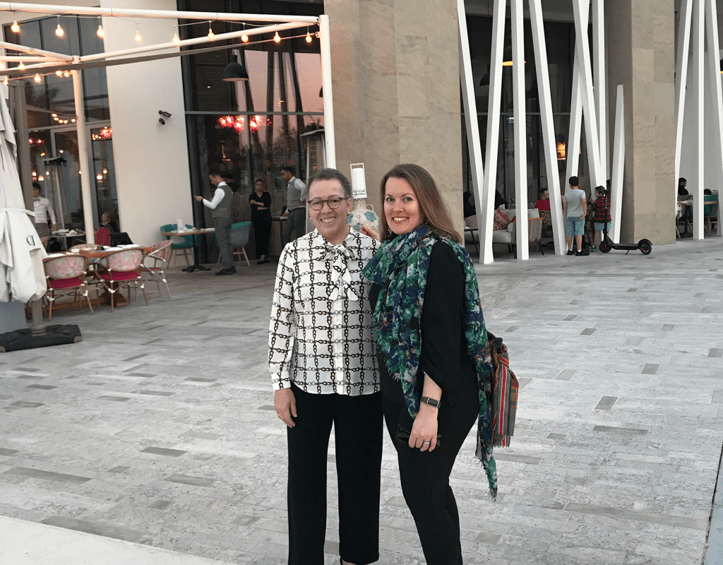 Interim President Tatum and Trisha Tanner ’00 in Abu Dhabi