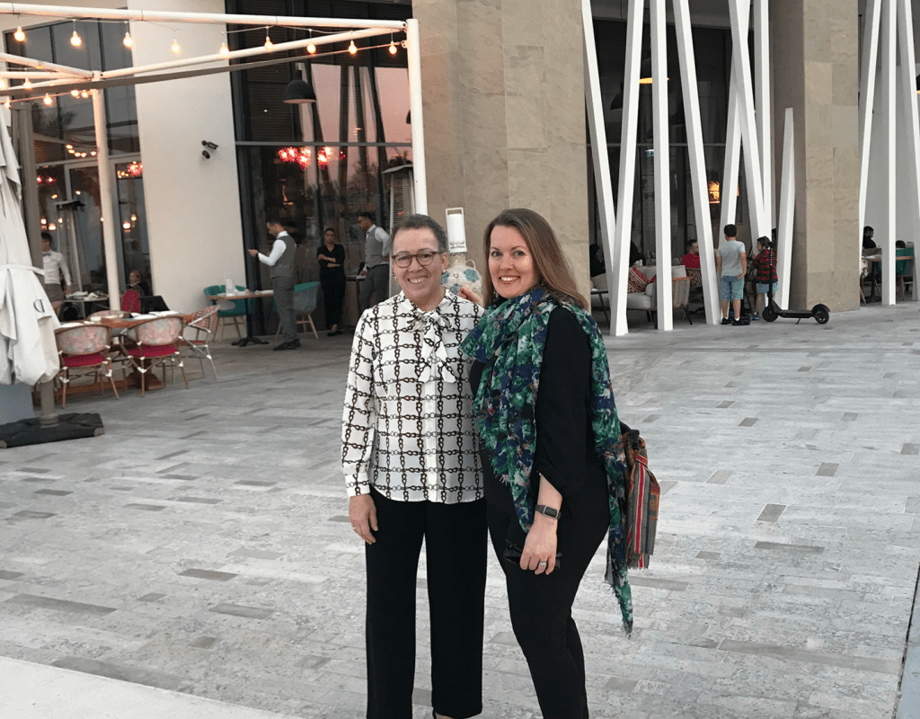 Interim President Tatum and Trisha Tanner ’00 in Abu Dhabi