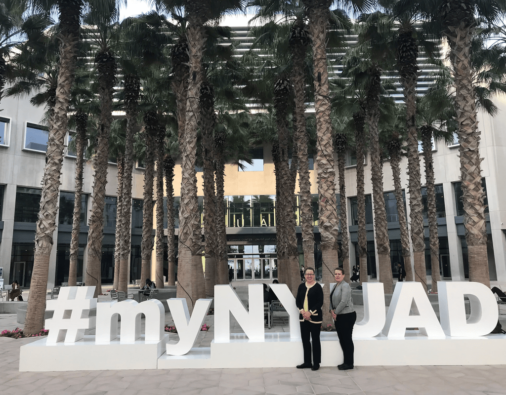 Interim President Beverly Daniel Tatum and Alumnae Association Executive Director Trisha Tanner ’00 at the New York University Abu Dhabi campus