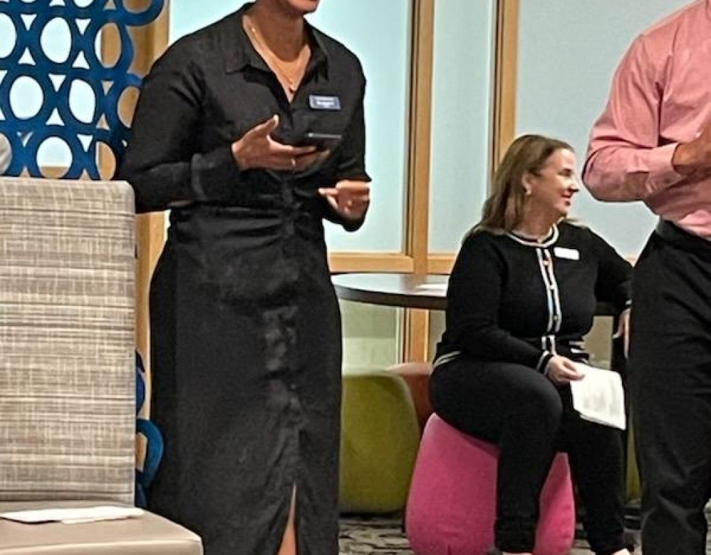 A speaker at the Dr. Beverly Daniel Tatum naming ceremony.