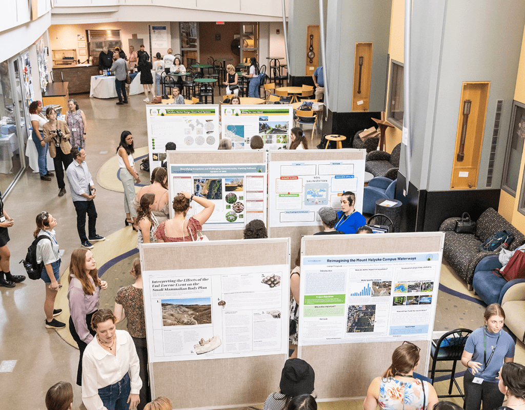 Aerial view of student poster presentations at MWCE Climate Justice Summit.