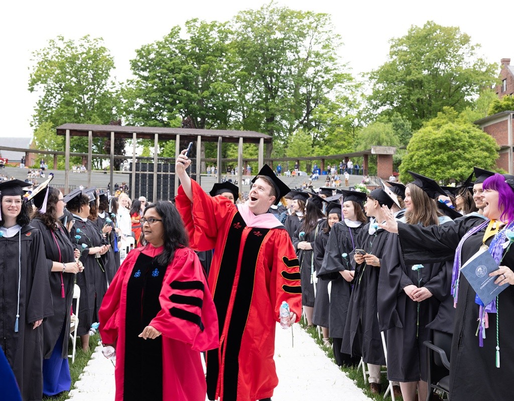 Mount Holyoke Commencement 2024 - Faculty walking down the aisle