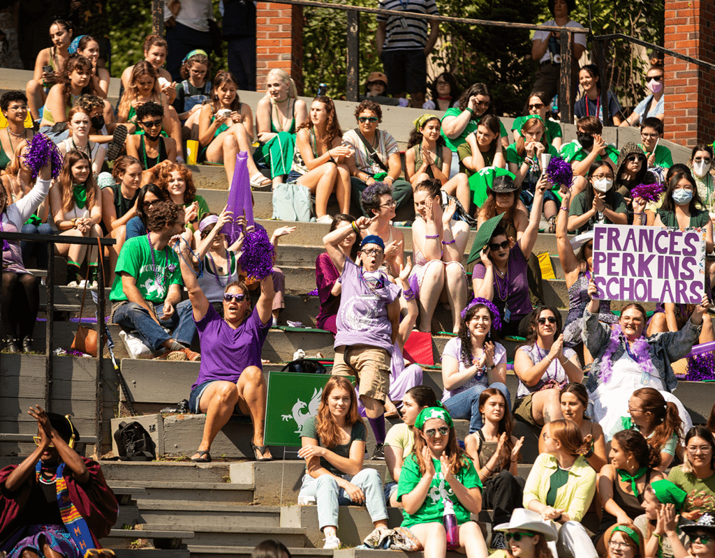 Frances Perkins scholars cheering during Convocation 2022