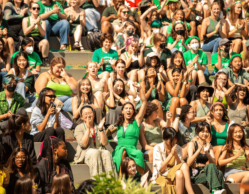 The green griffin class cheering during Convocation 2022