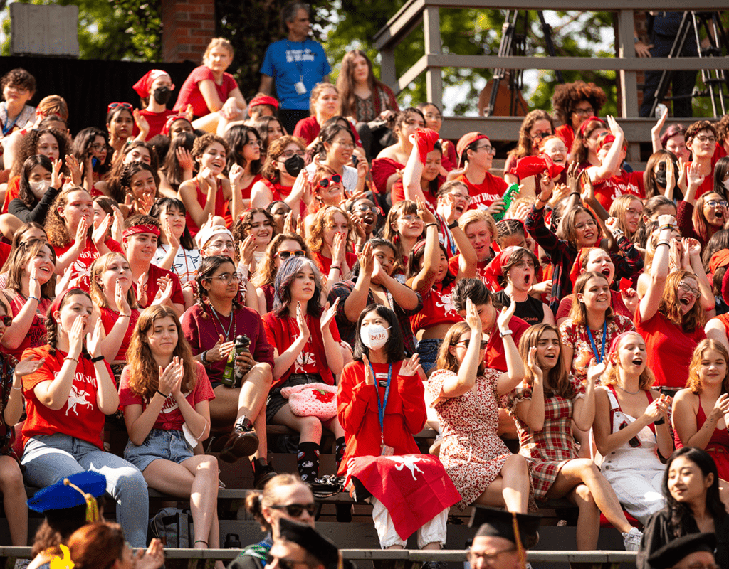 The red pegasus class cheering during Convocation 2022