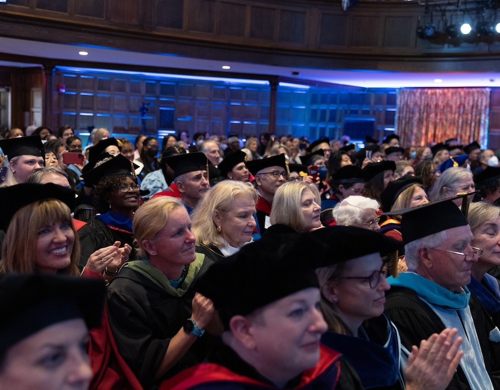The crowd in Chapin during the investiture ceremony.