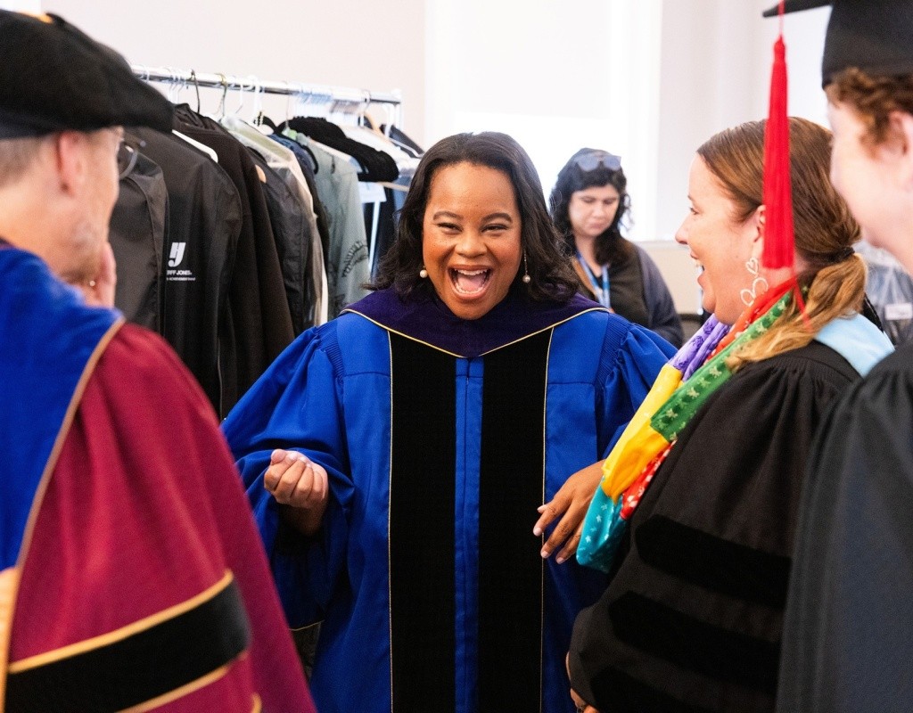 President Danielle R. Holley in regalia with faculty