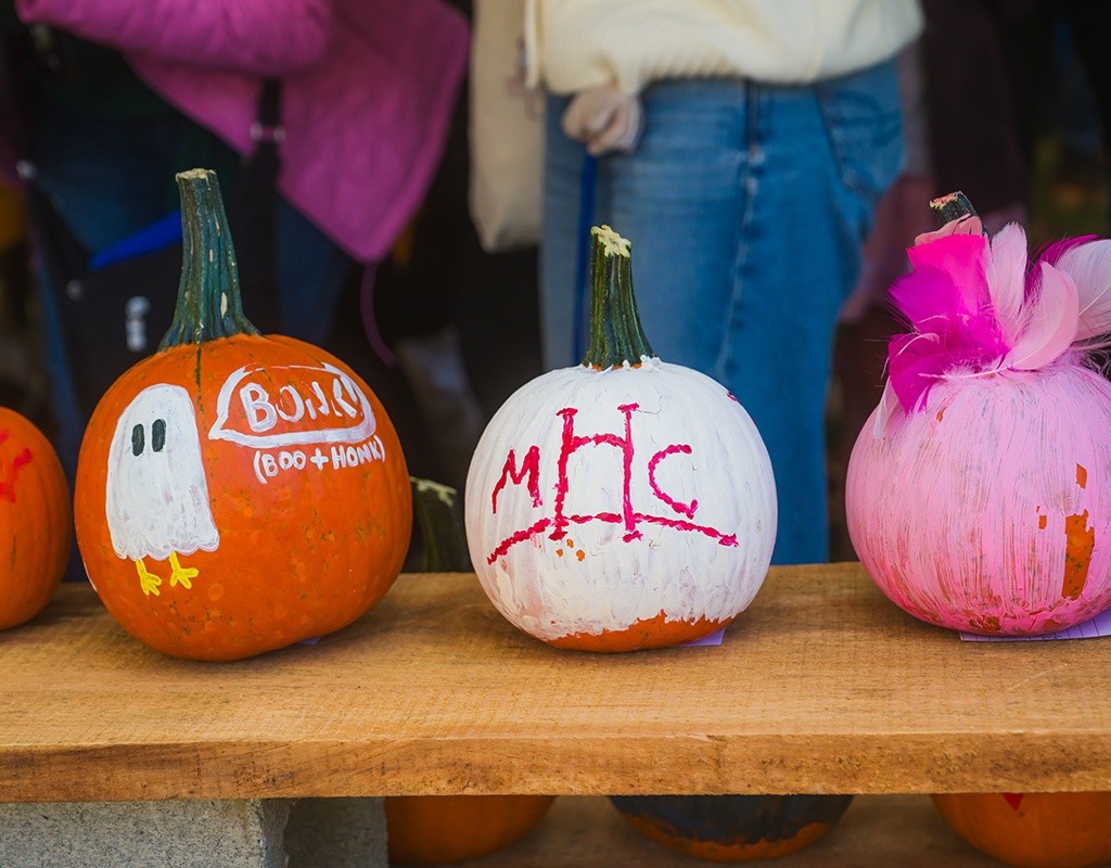 Decorated pumpkins at Mount Holyoke College's Fall Fest, October 2024