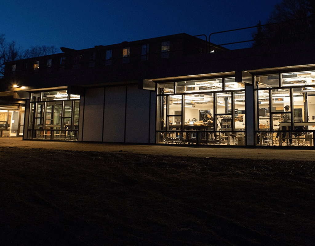 The Fimbel Maker &amp; Innovation Lab lit from within