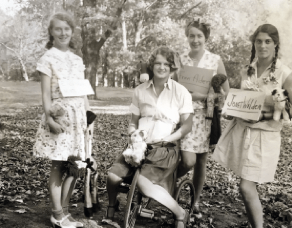 First-year members of the class of 1933 “assume youthful disguises” during Freshman Day, 1929.