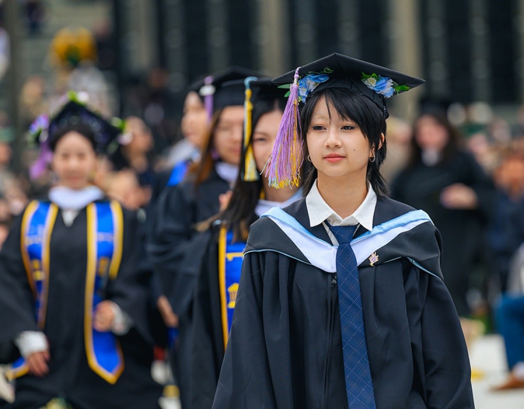Students process during Commencement 2025
