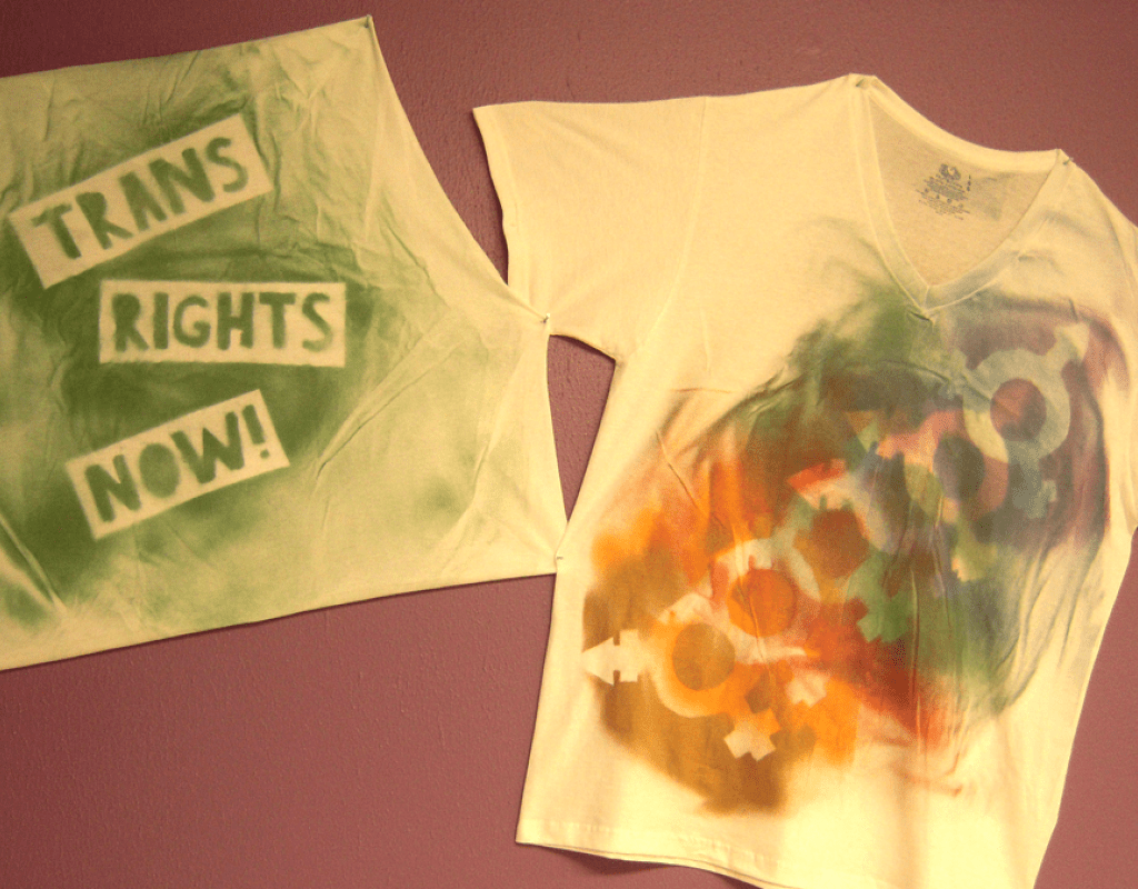 T-shirts being used as decoration on the walls of the Jeannette Marks Cultural Center