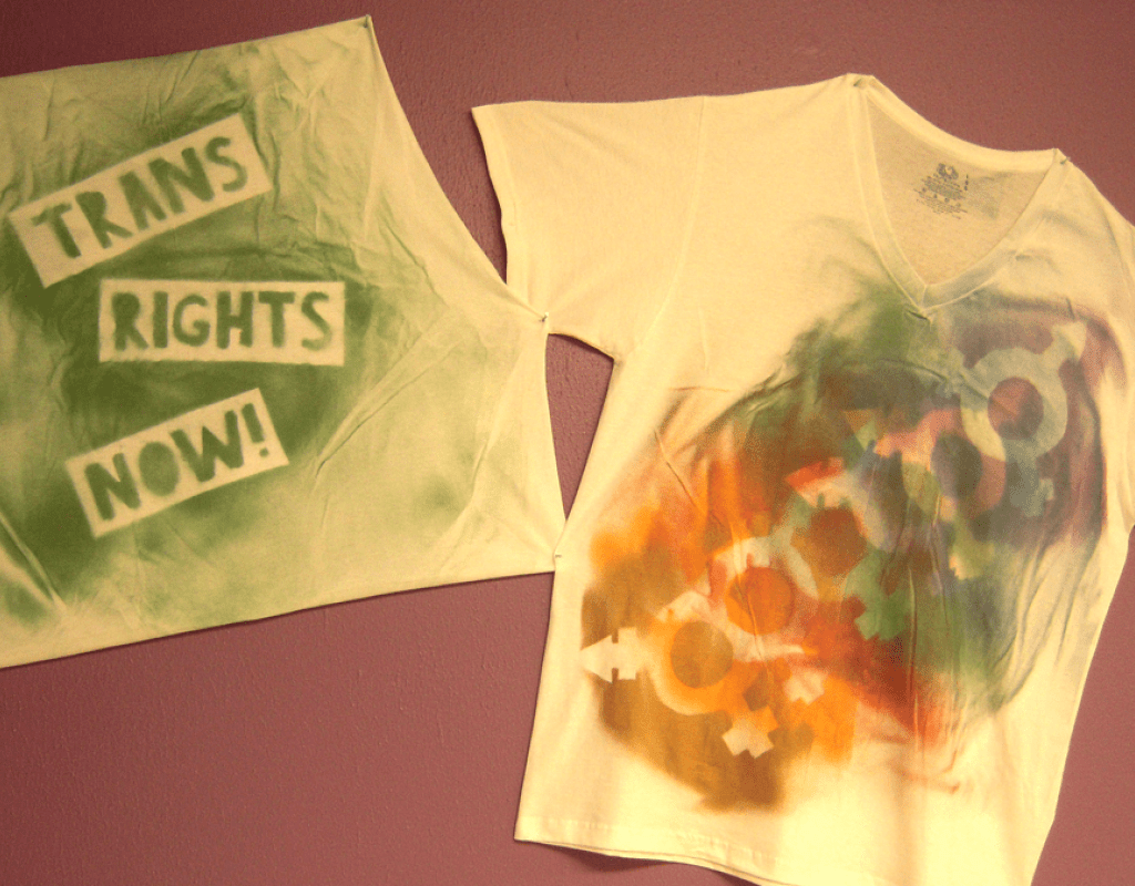 T-shirts being used as decoration on the walls of the Jeannette Marks Cultural Center