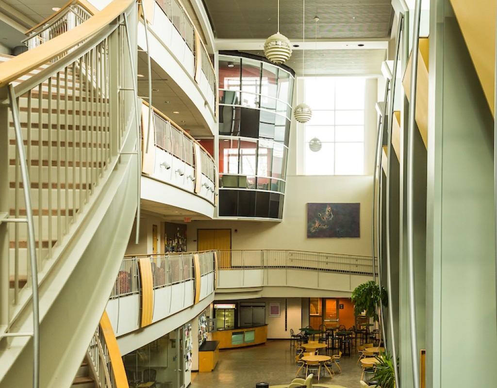 The stairway in the Kendade atrium