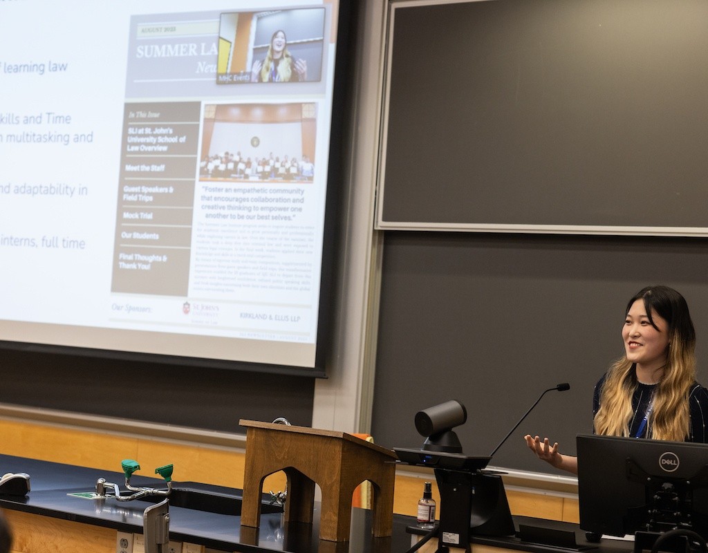 Student presenting at LEAP Symposium 2023