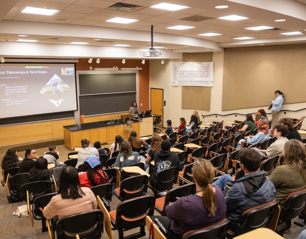 Student presenting at Senior Symposium in 2023