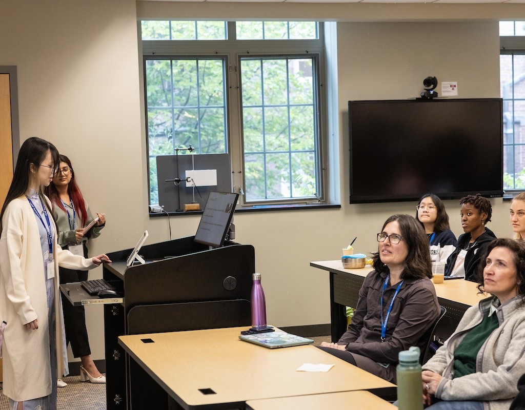 Students presenting at LEAP Symposium 2023