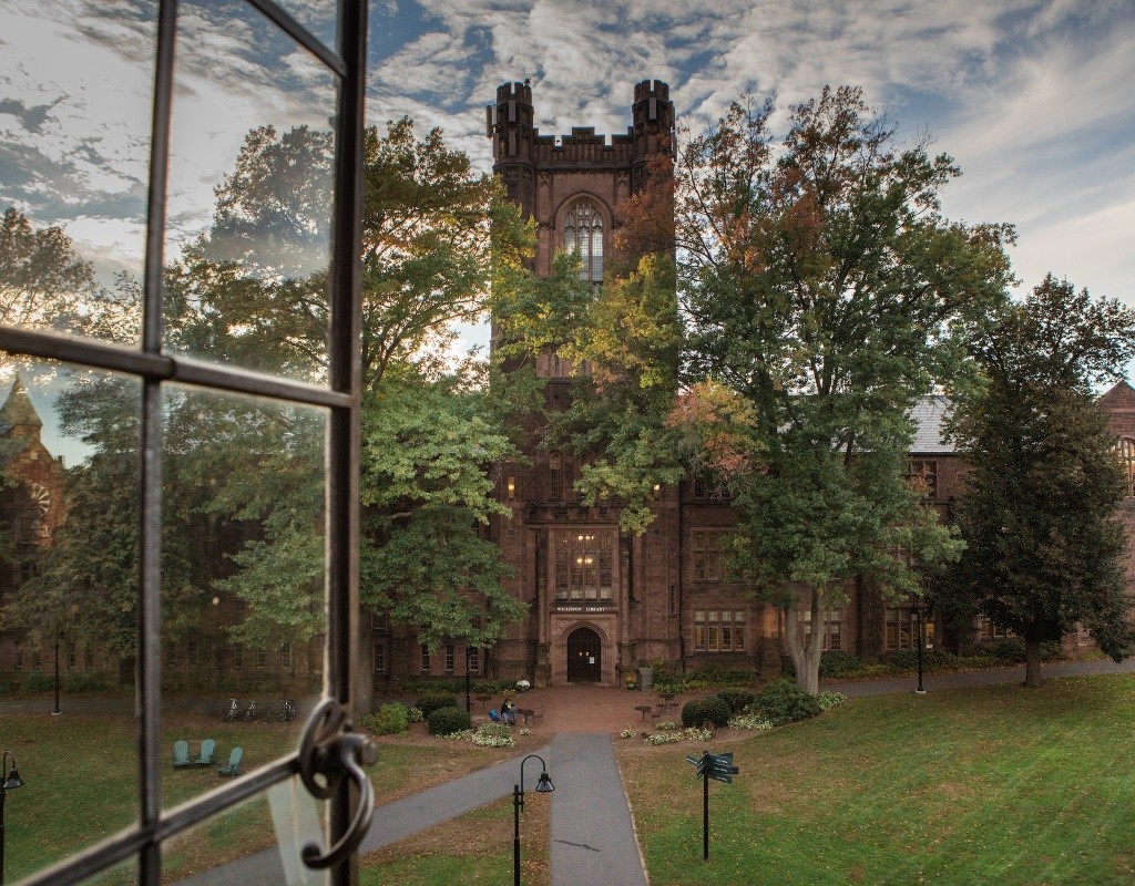 Mount Holyoke library from an open window