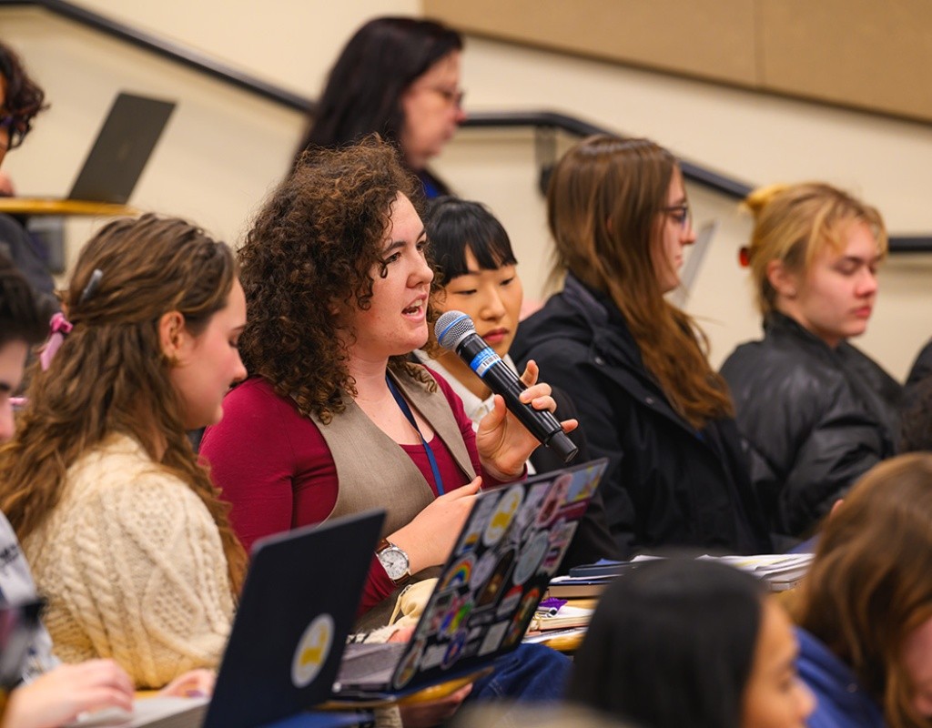 Student speaking during the Sophomore Institute