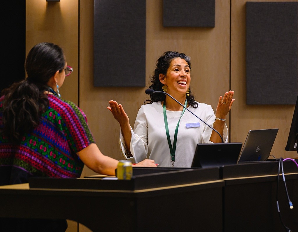Olivia Aguilar speaks at the Summit on Feminist Leadership in Climate Justice held at Mount Holyoke College on April 25, 2025