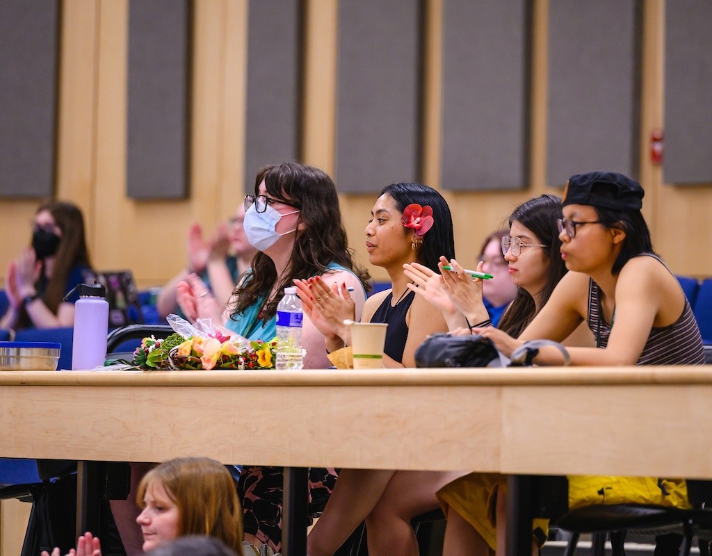 Students listen attentively at the Summit on Feminist Leadership in Climate Justice, held at Mount Holyoke College on April 25, 2025.