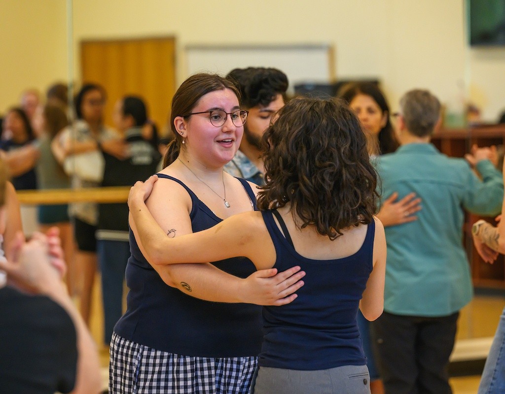 Two students dance at the BOOM! 2025 Session: Rewiring Your Brain Through Latin Dance
