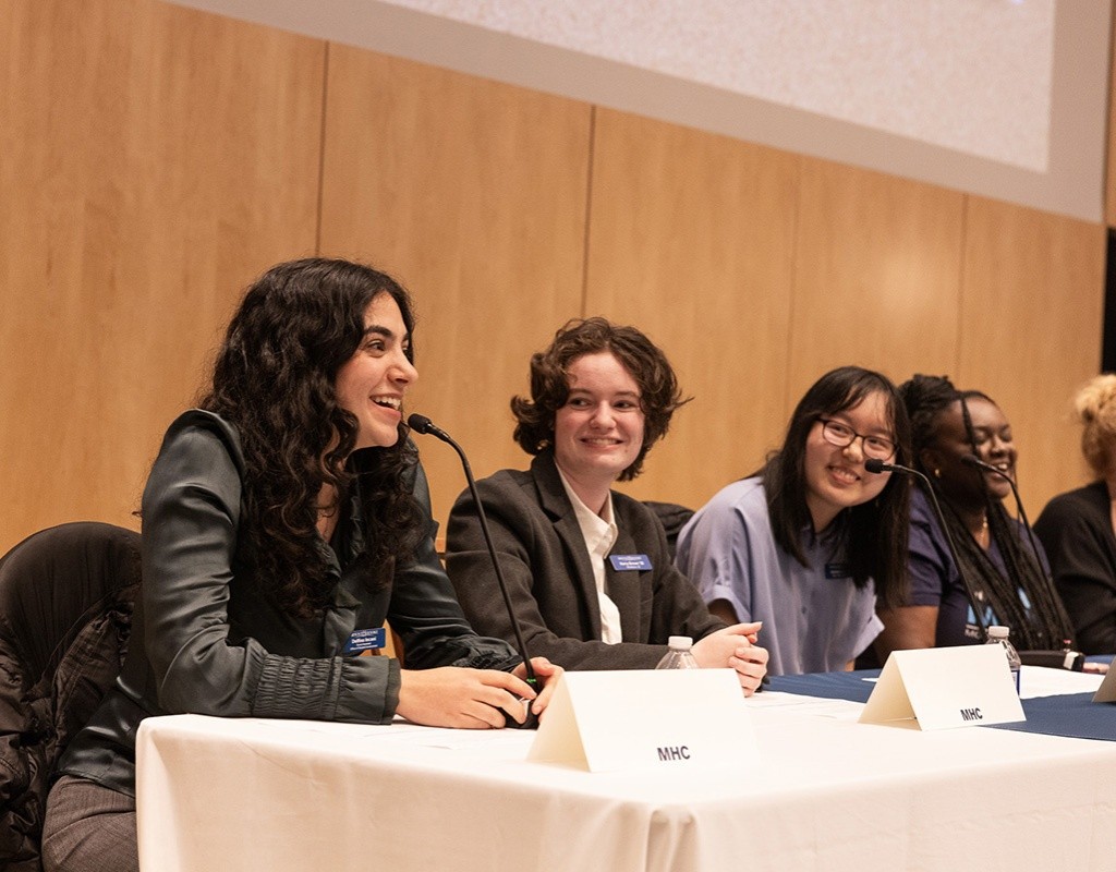 Residence hall panel discussion in Gamble Auditorium at Experience MHC! on April 5, 2025. Photo by Jo Chattman.