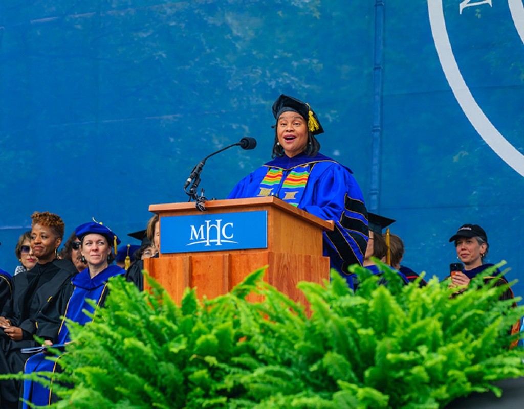 President Danielle R. Holley, speaking during Mount Holyoke's one hundred eighty-eighth Commencement Ceremony
