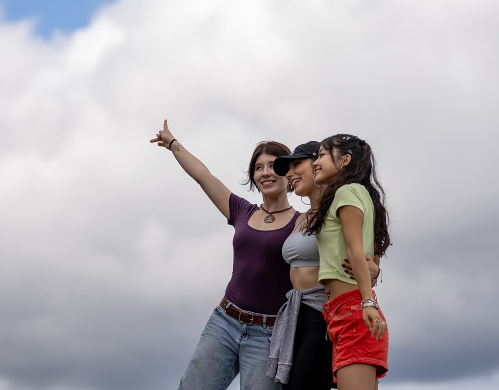 Students gather together atop Mt. Holyoke
