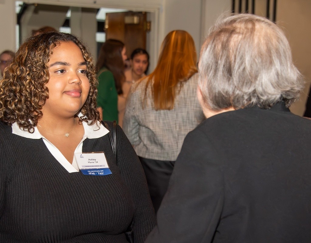 MHC in DC - Student in discussion with an alum