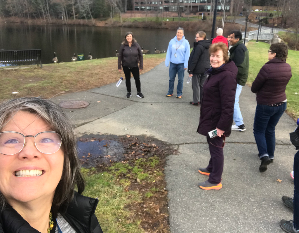 A group of staff taking part in the MHC walking club