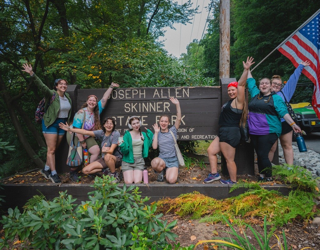 Mountain Day 2024 - Students gather at the base of the mountain in celebration.