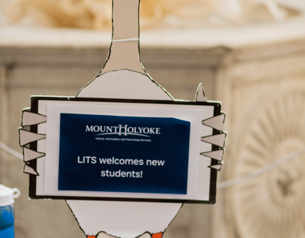 Jorge, the unofficial College mascot, welcomes new students to the library