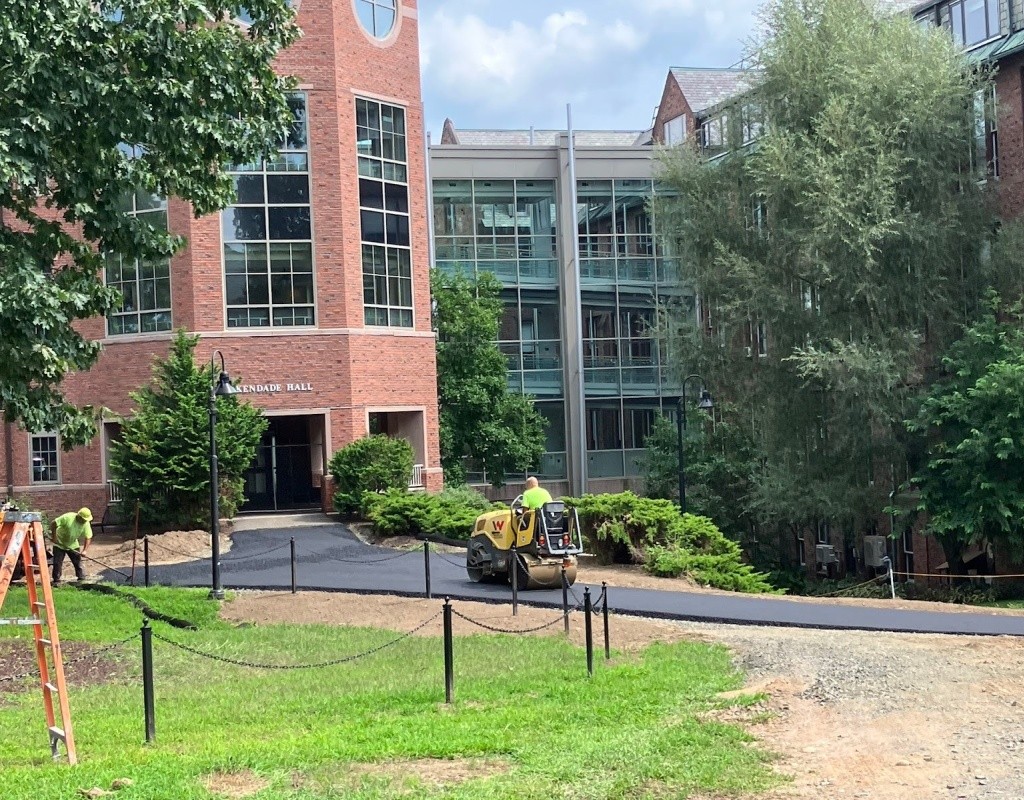 Repaving the walkways during phase one of the geothermal project