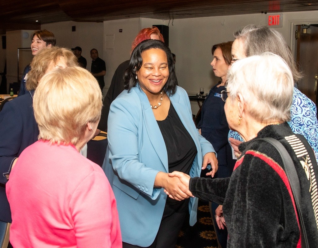 MHC in DC - President Holley greets alums
