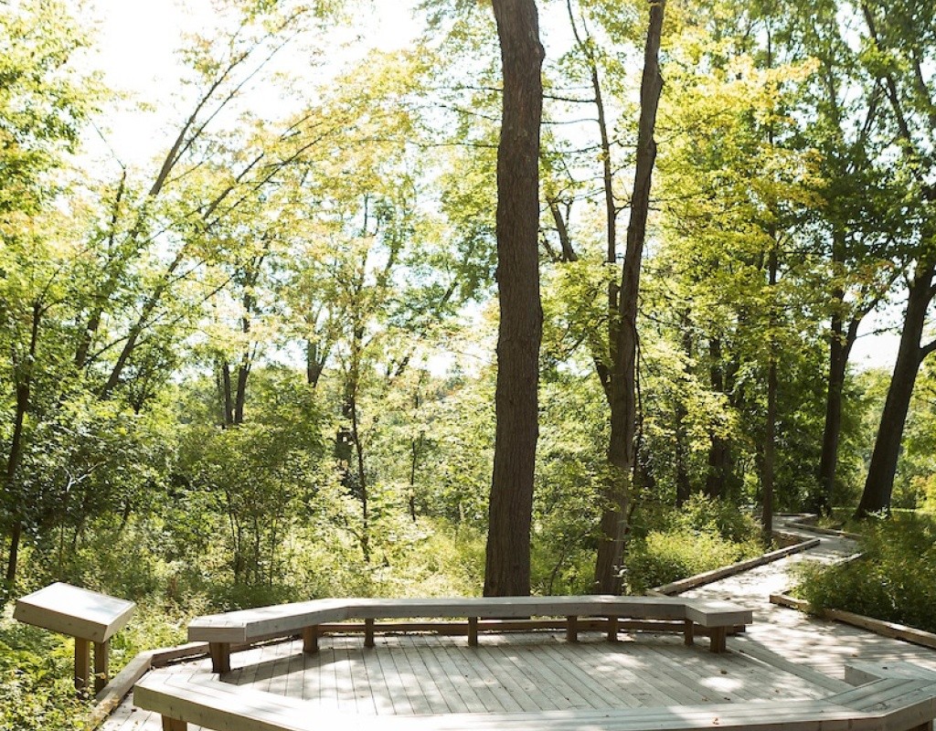 The octagonal area of the Project Stream boardwalk that is used as a classroom space
