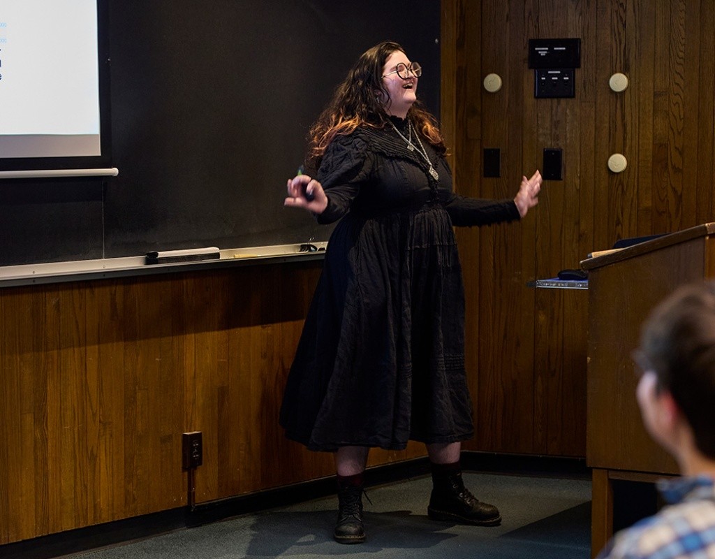 Senior presents during Senior Symposium at Mount Holyoke College, April 18, 2025.
