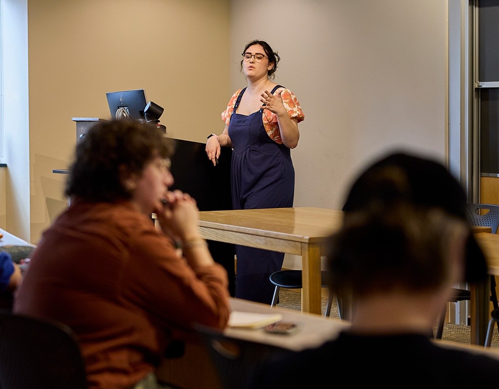 Senior presents during Senior Symposium at Mount Holyoke College, April 18, 2025.