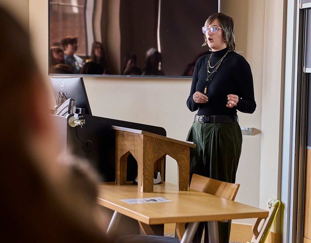 Senior presents during Senior Symposium at Mount Holyoke College, April 18, 2025.