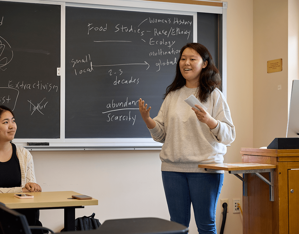 Student presenting at Senior Symposium in 2023