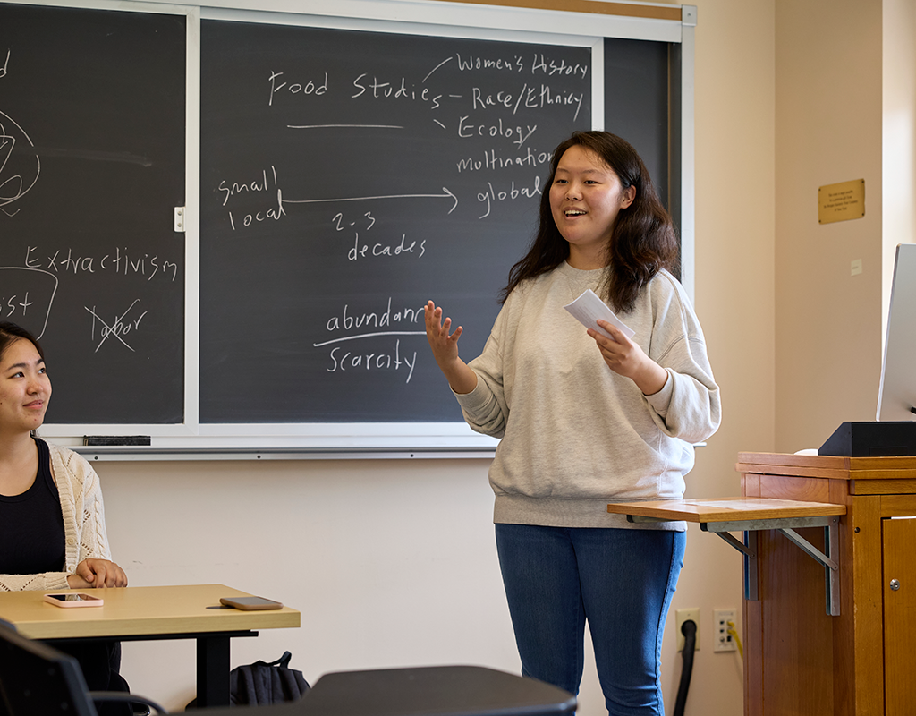 Student presenting at Senior Symposium in 2023