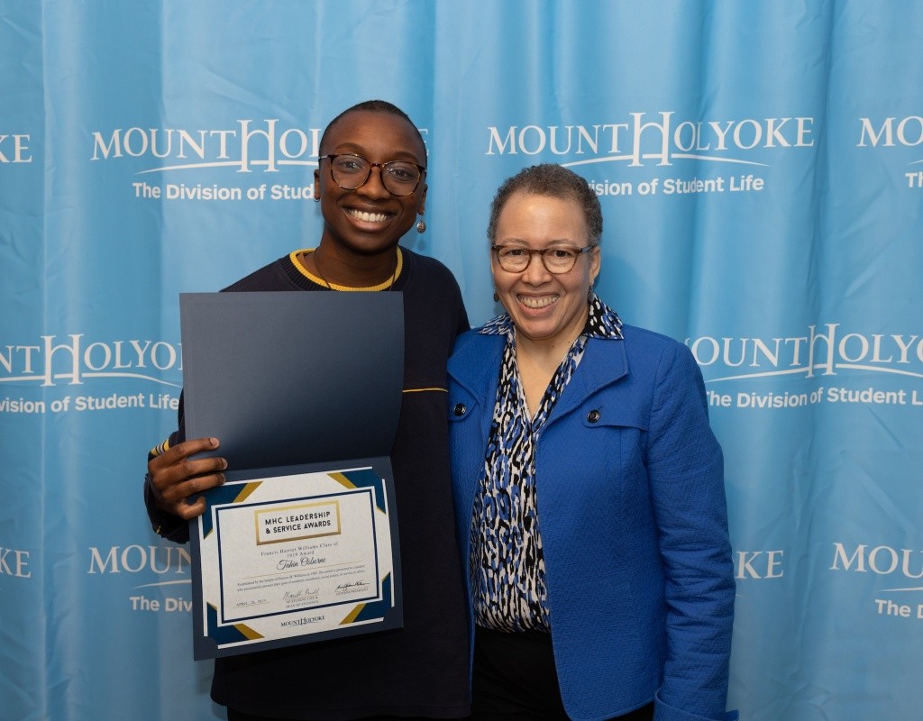 Tahin Osborne, award winner, with Dr. Beverly Daniel Tatum