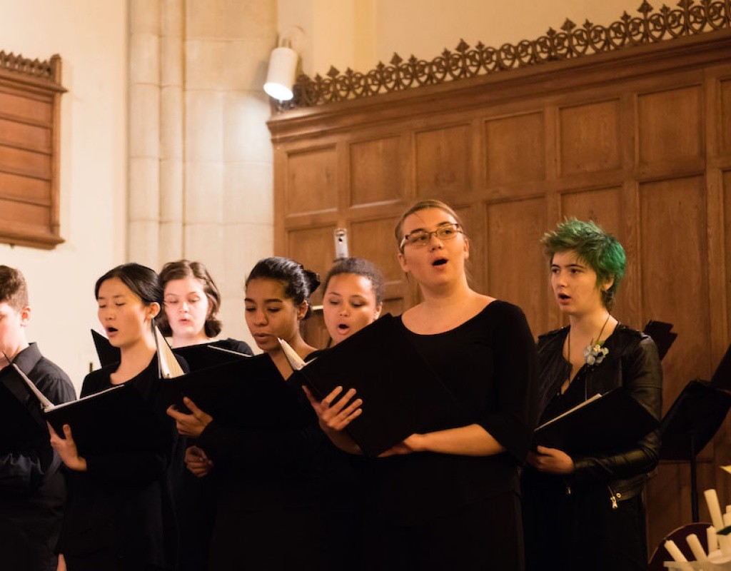 A small group of singers during the Vespers concert