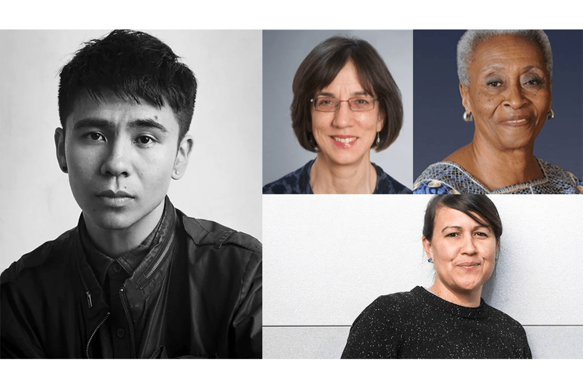 At left, Ocean Vuong; then, clockwise: Susannah Sirkin ’76, Katherine Butler Jones ’57, and Natalie Diaz 